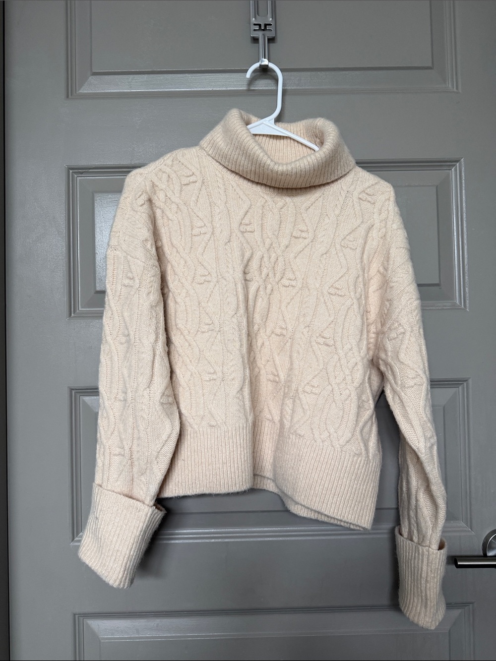 DKNY Cream Cable Knit Turtleneck Sweater